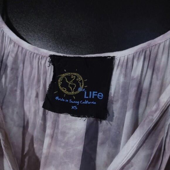 BLUE LIFE Shirred Waist Dress Cold Shoulder Mini in Boho Goddess Oasis Grey XS - Picture 12 of 14